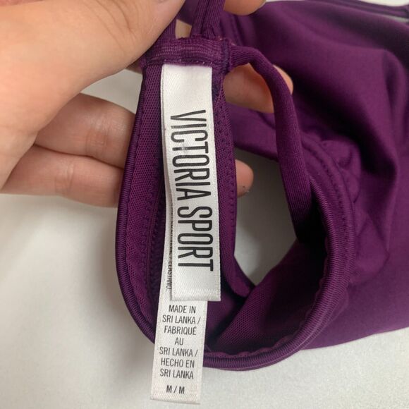 Victorias Secret Sport Sports Bra Women M Medium Hibiscus Cross Open Back No Pad - Picture 6 of 9